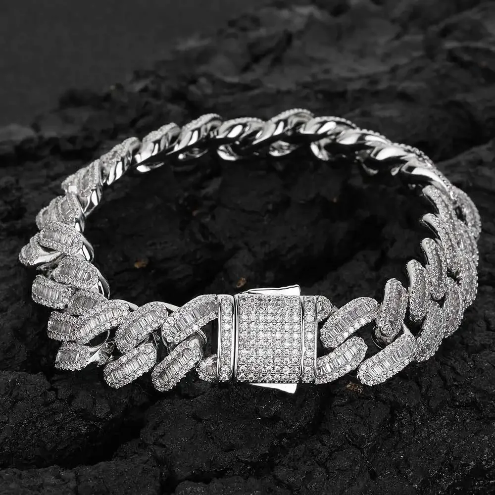 

Bracelet Cuban Hip Hop Jewelry 12mm Spring Buckle Mixed Zircon Cuban Personality Trend Brand Men