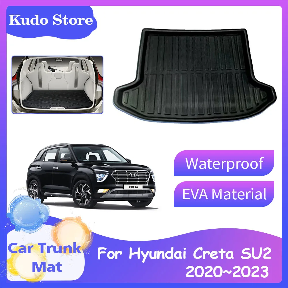 Car Trunk Mats for Hyundai Creta Cantus SU2 2020~2023 2021 2022 Rear Cargo Liner Covers Storage Tray Luggage Carpets Accessories