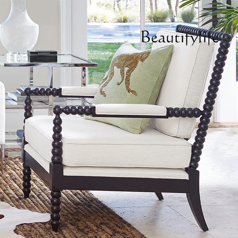 

SX American Retro Single Sofa Solid Wood Chair Household Small Apartment Balcony Leisure Chair Bedroom Simple Lazy Chair