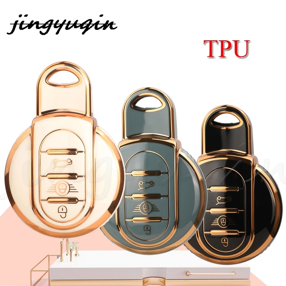 

Jingyuqin новинка, 3 кнопки, мягкий ТПУ, автомобильный флип-ключ, флип-брелок для BMW Mini Cooper F55 F56 F57 F54 F60 JCW Clubman, автомобильные аксессуары