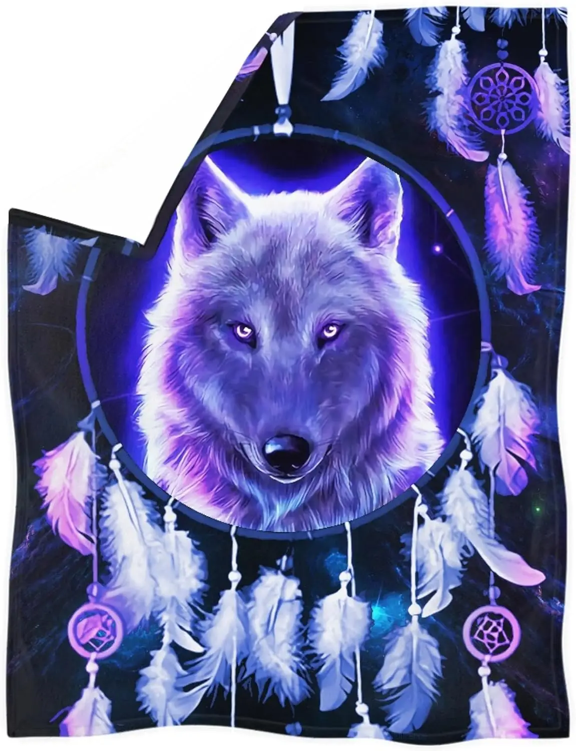 Dream Catcher Wolf Throw Blanket, Comfortable Soft Blanket, Daybed Camping Travel Picnic Outdoor Bedding, Boys Girls Adults