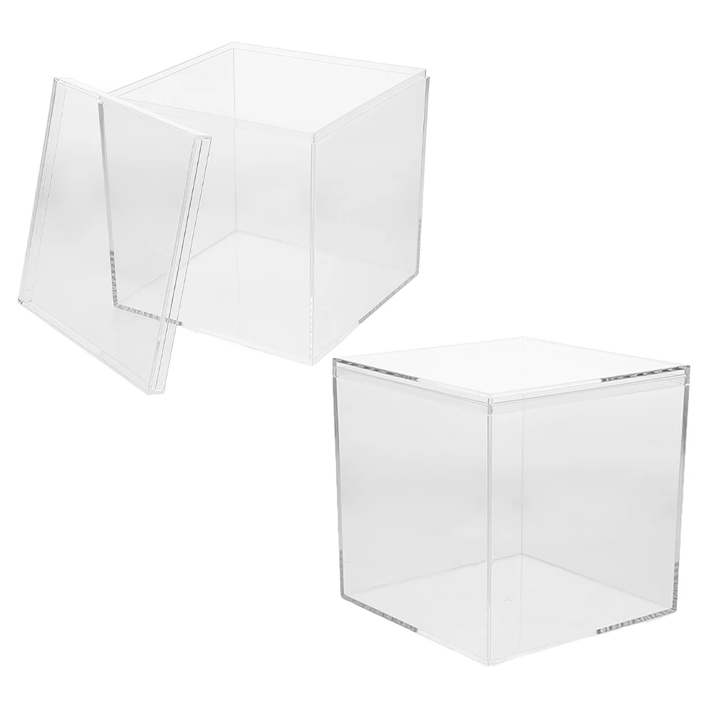 

2Pcs Wedding Boxes Clear Square Display Containers Plastic for Jewelry Accessories Celebrations