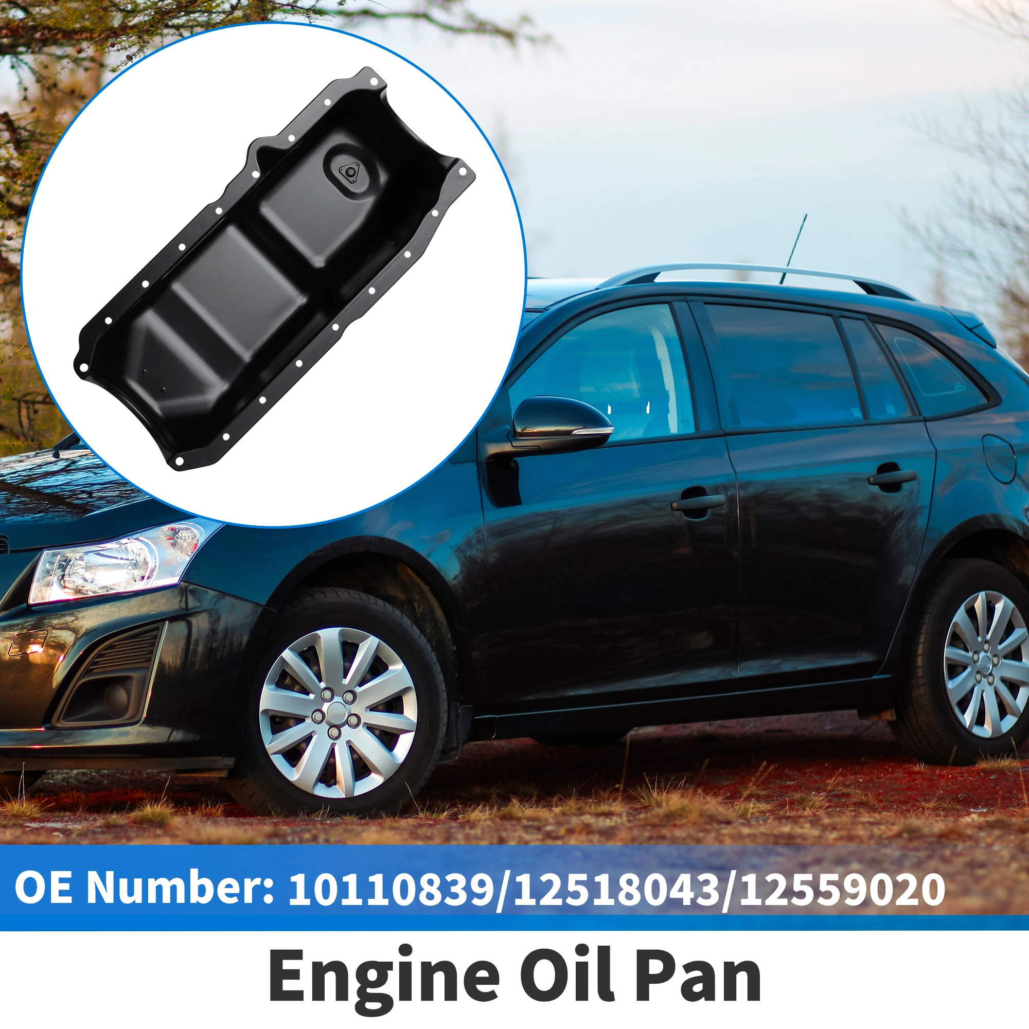 UXCELL No.10110839/12518043/12559020 Engine Oil Pan Oil Pan Sump Transmission Oil Pan for Chevrolet C1500 1991-1999 Steel Black