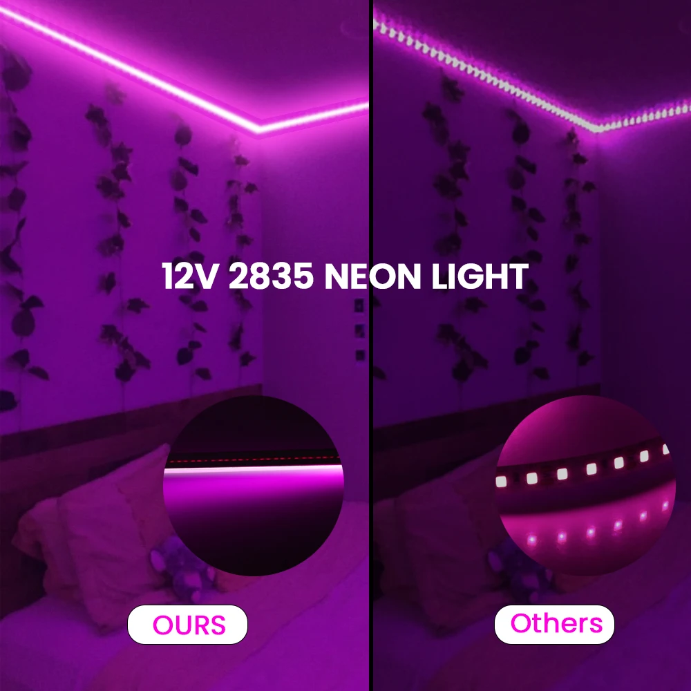 IP67 wodoodporny neonowy pasek 12V 2835 120Leds/M elastyczny taśma wstążkowa dekoracja na zewnątrz biały/różowy/niebieski/czerwony/zielony DIY