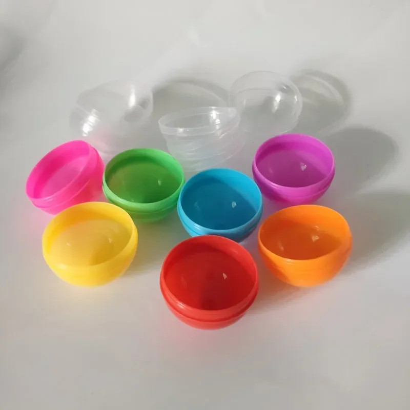 100Pcs/Lot 50mm Half Clear Half Solid Rainbow Colored Plastic Capsule Toy Gachapon Egg for Vending Empty Plastic Toys Ball