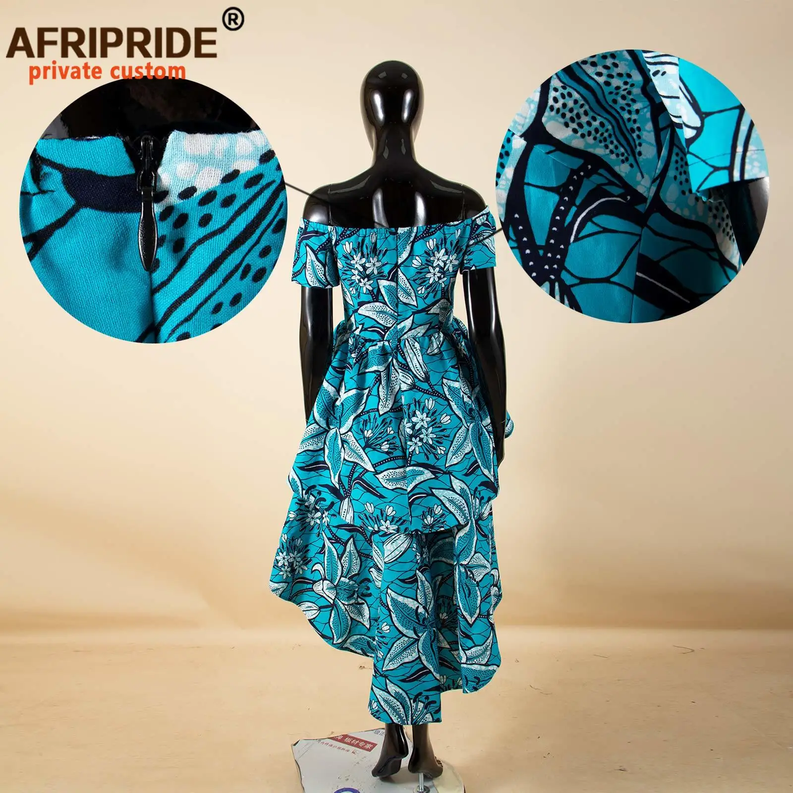 Ropa africana para mujer AFRIPRIDE Ankara, abrigo con cuello en V y hombros descubiertos con Dashiki, longitud doble hasta el tobillo, espalda de