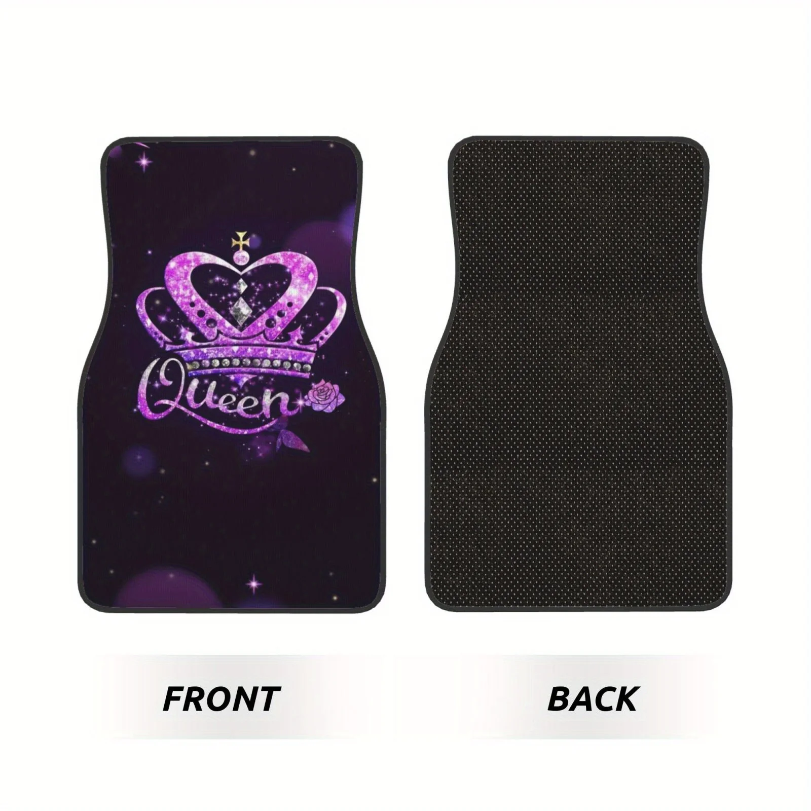 -- Crystal Velvet Car Floor Mats Four-piece Set [QUEEN Crown Pattern Printed Model ] Double Layer Composite Process Foot Comfort