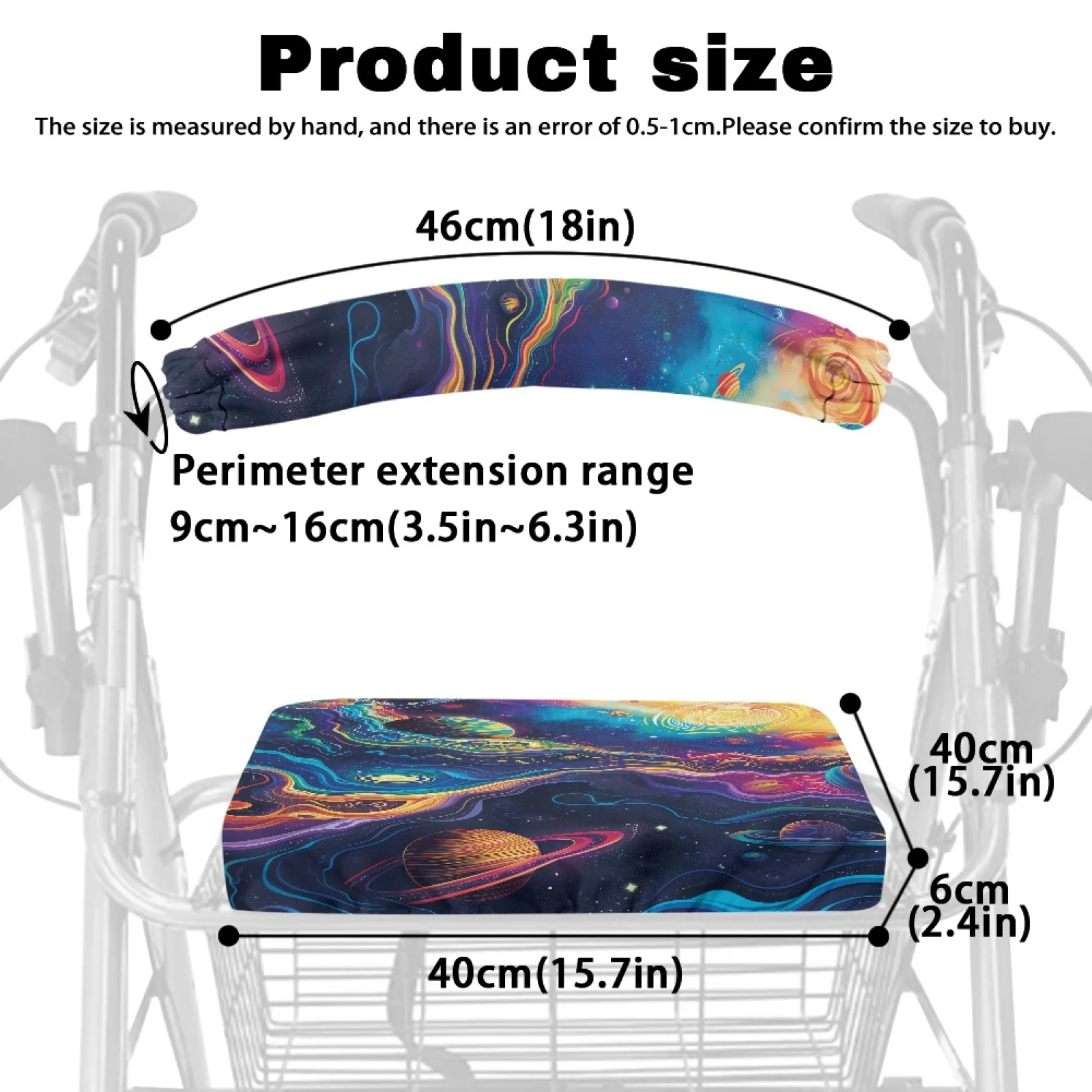 Coloranimal Vibrant Cosmic 2 Pieces Set Rollator Seat Back Covers for Family Rollator Seat Cover 2026 Collection view 6