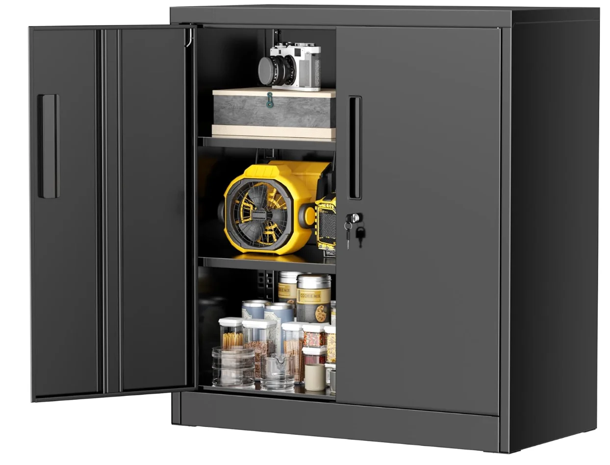 

36-дюймовый металлический шкаф для хранения на колесах, запираемые металлические гаражные шкафы на колесиках с 2 дверцами и 4 регулируемыми полками, подвижный до