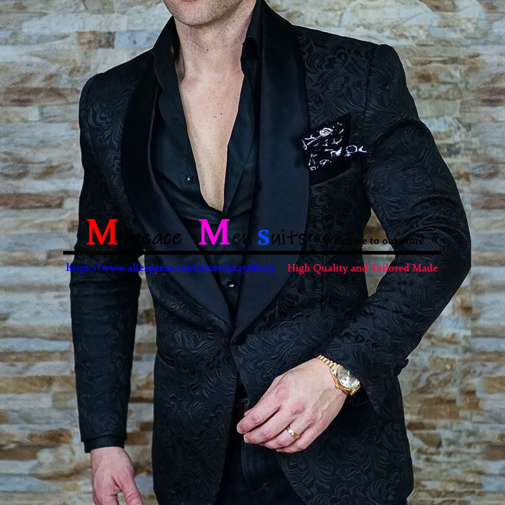 Customized Burgundy Groom Tuxedo Groomsmen One Buttons Black Shawl Lapel Men Suit Wedding Men's Blazer Set Costume Mariage Homme