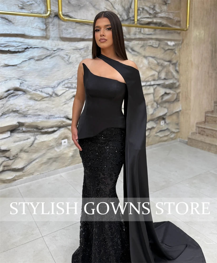Sexy Strapless Backless Sequins Mesh Black Maxi Long Two Pieces Skirt Bandage Set 2025 Celebrity Designer Women's Set
