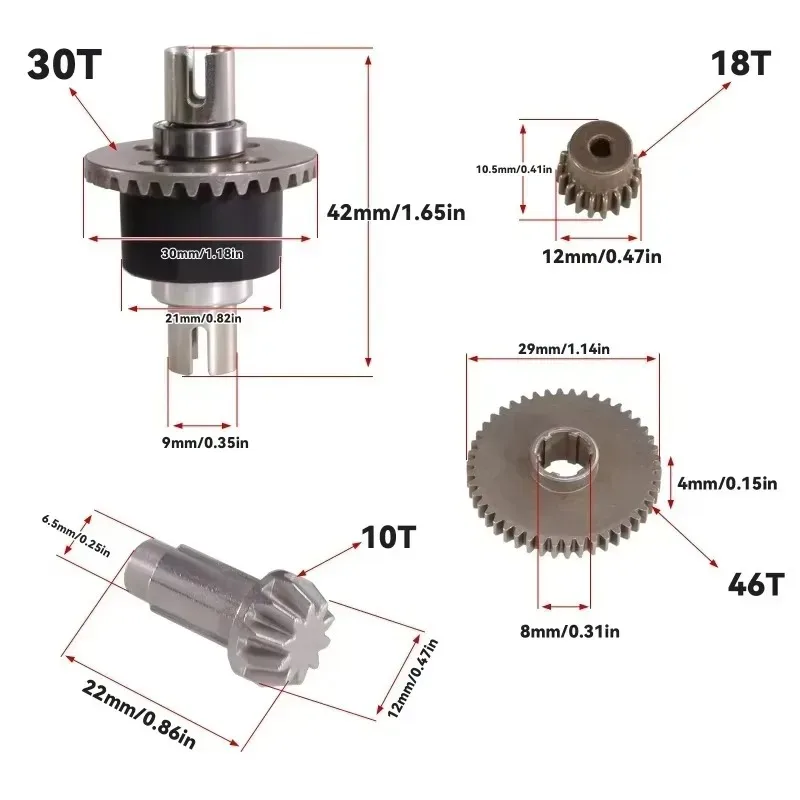 모터/액티브/대형 기어 부품 액세서리 신제품 1/16 16101 16102Pro 16103 Q130 RC 자동차 업그레이드 메탈 디퍼렌셜 어셈블리