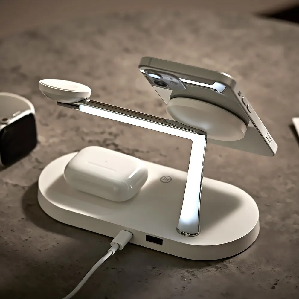 

Беспроводная зарядная станция TIMESS для iPhone 17, 16, 15, 14 PRO MAX, Apple Watch Series 11, 10, 9, 8, AirPods PRO