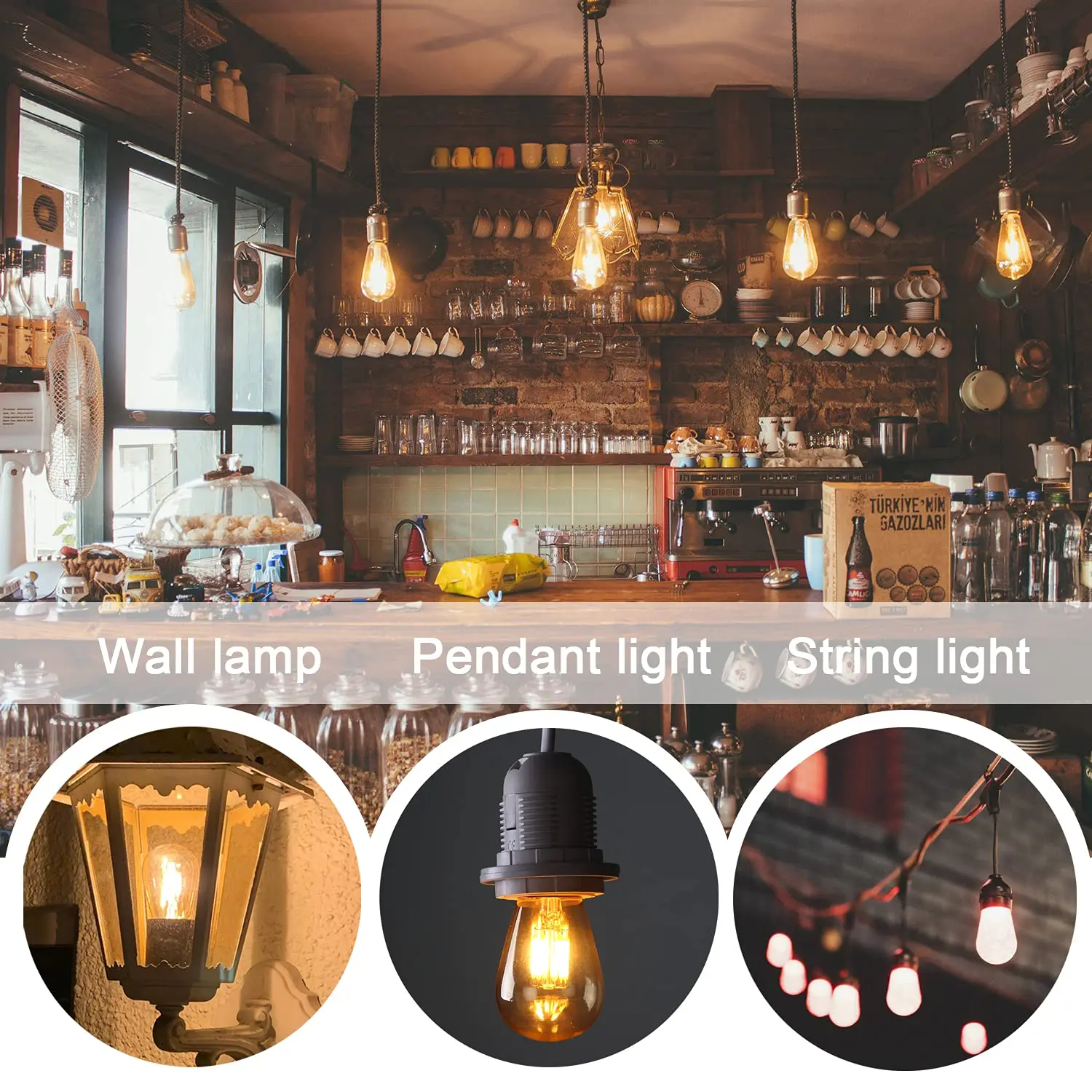 Hcnew 10PCS Retro LED Filament Light Bulb E27 220V 1W 3W Warm White ST45 Decorative Dimmable String Replace Vintage Edison Lamp