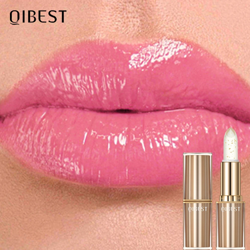 QIBEST 3 PCS Glitter Lip Blam Color Changing Lipstick Transferproof Lasting Moisturizing Shiny Lip Stain Tint With 3 Pack Makeup