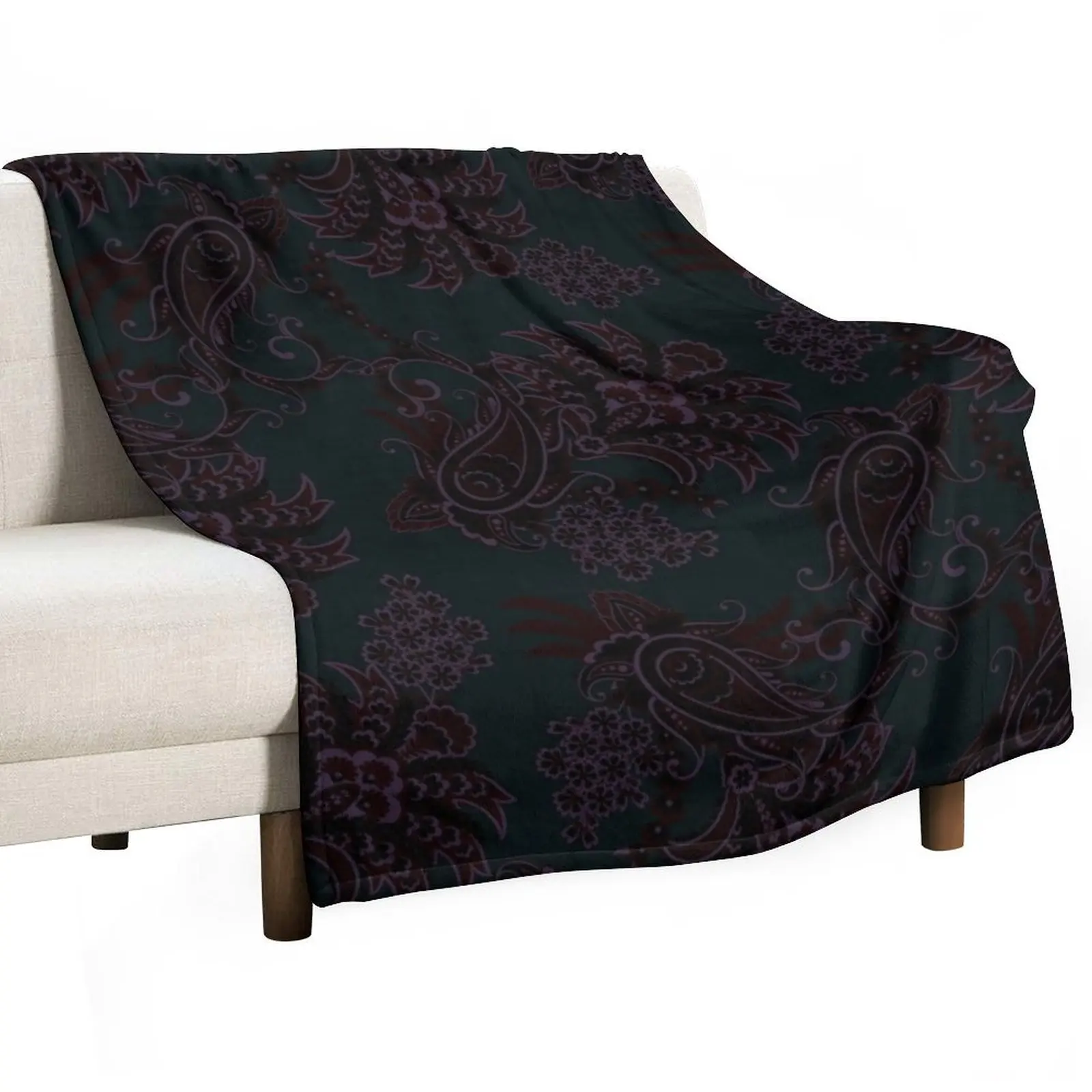 

Paisley Print Meadows Dark Green Paisley Colors Throw Blanket Thin Soft Blanket for Summer Night Sleeping