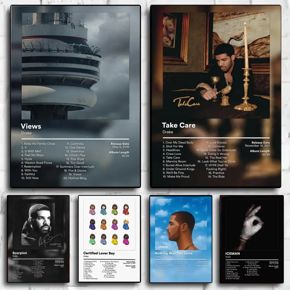 Pop Singer-Drake Music Album Poster Aesthetic Wall Art Print Modern Bedroom Living Room Decor Trendy Gift