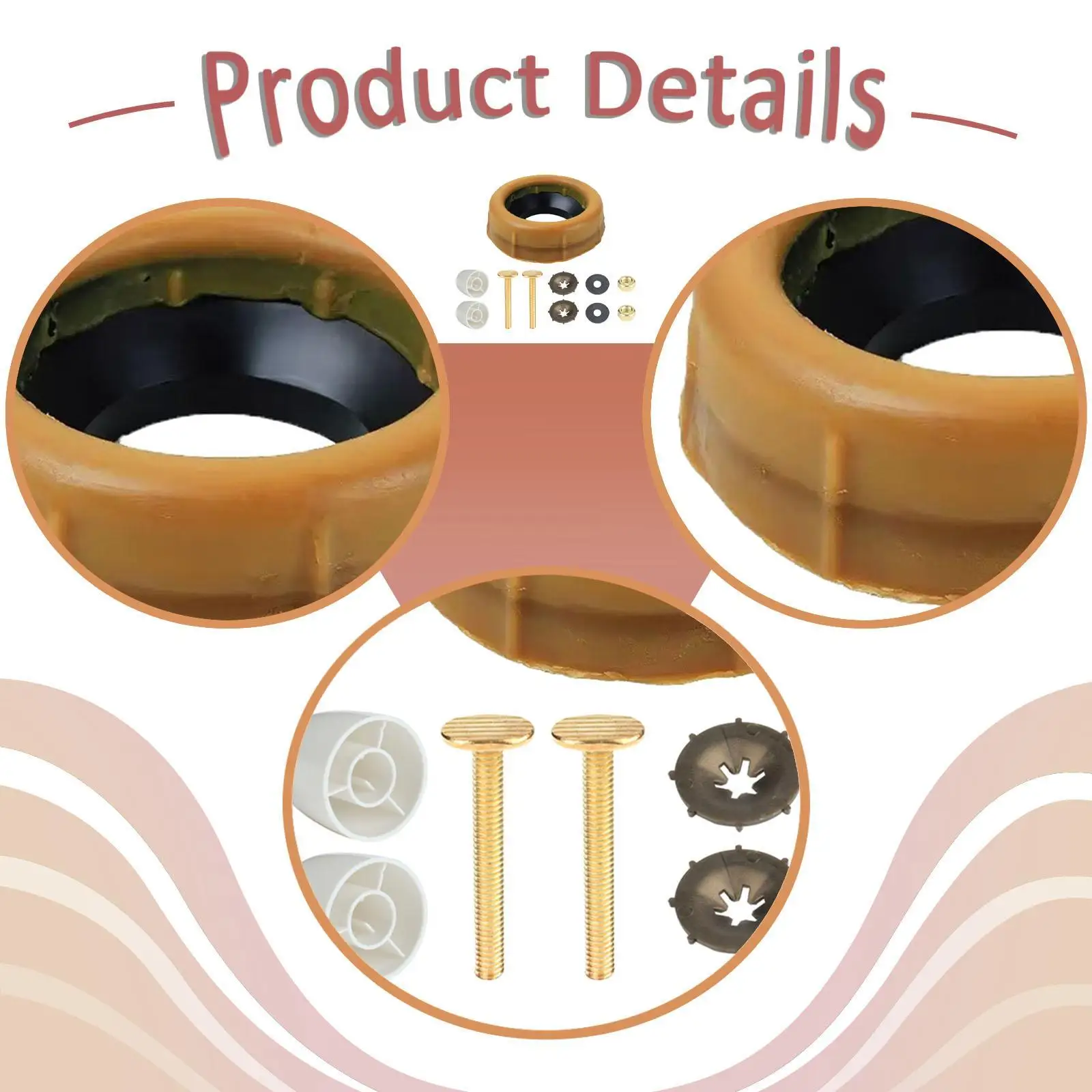 

Durable Toilet Seal Ring with Decorative Covers Modern Bathroom Toilet Accessory for Home Renovation