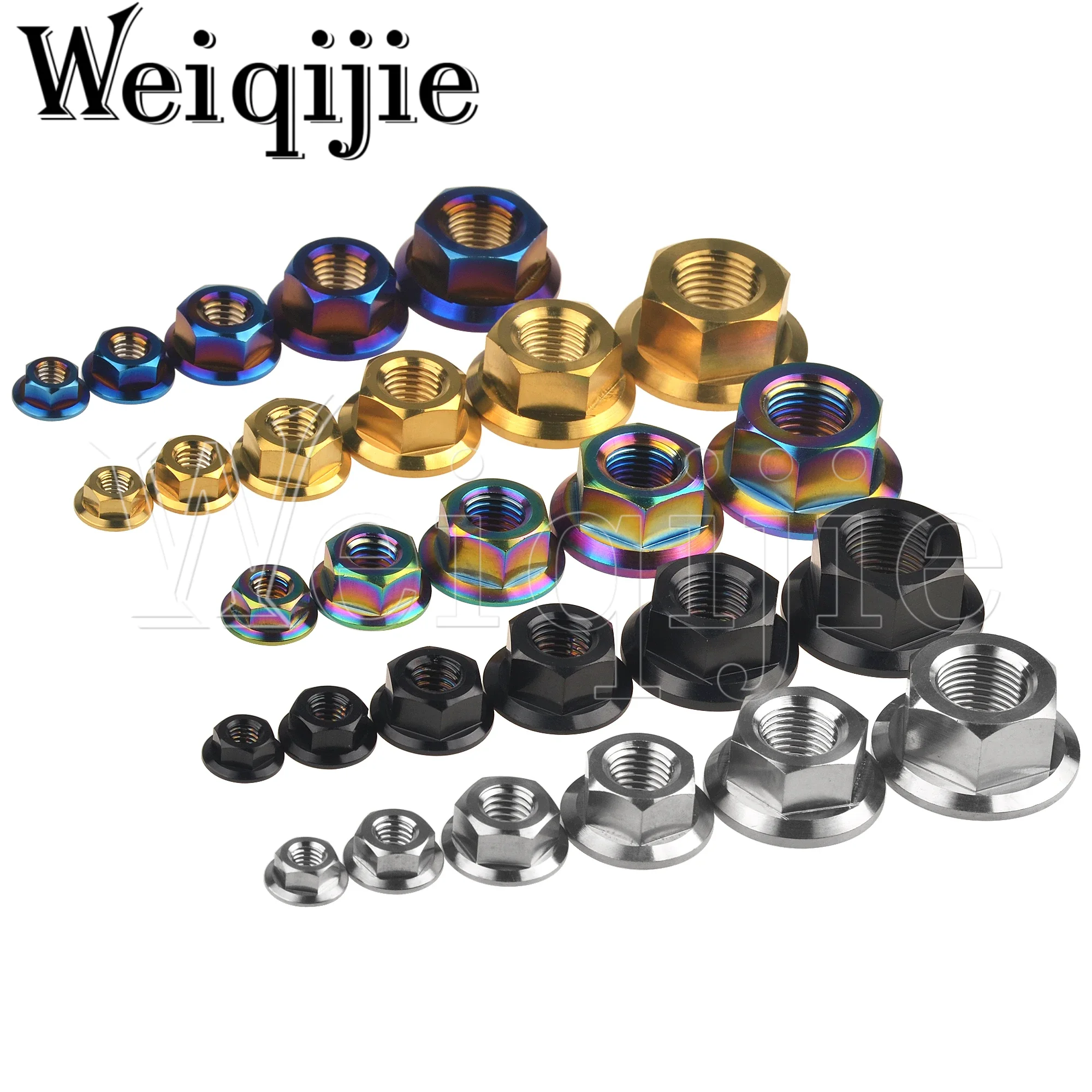 Weiqijie Porca De Titânio M5 M6 M8 M10 M12 M14 M16 Flange Porca Acessórios para Bicicleta Motocicleta Carro