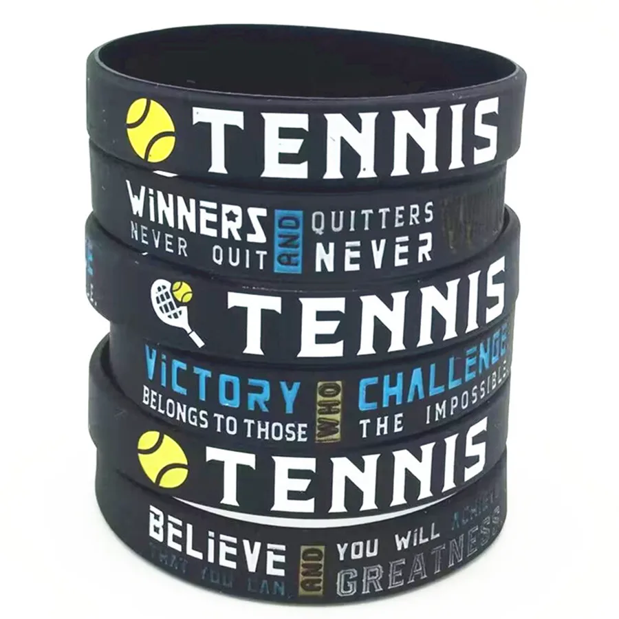 1Pcs/3Pcs Tennis Believe You Can Victory Winners Never Give Up Sports Rubber Bracelet Silicone For Men Women Jewelry Sets