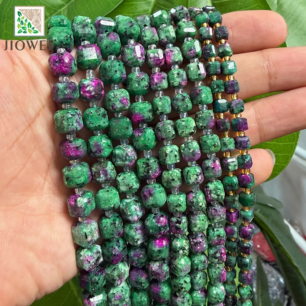 Natural Stone Faceted Cube Epidote Zoisite Tourmaline Beads 5/7/8mm DIY Bracelet Earrings Rings for Jewelry Making 15
