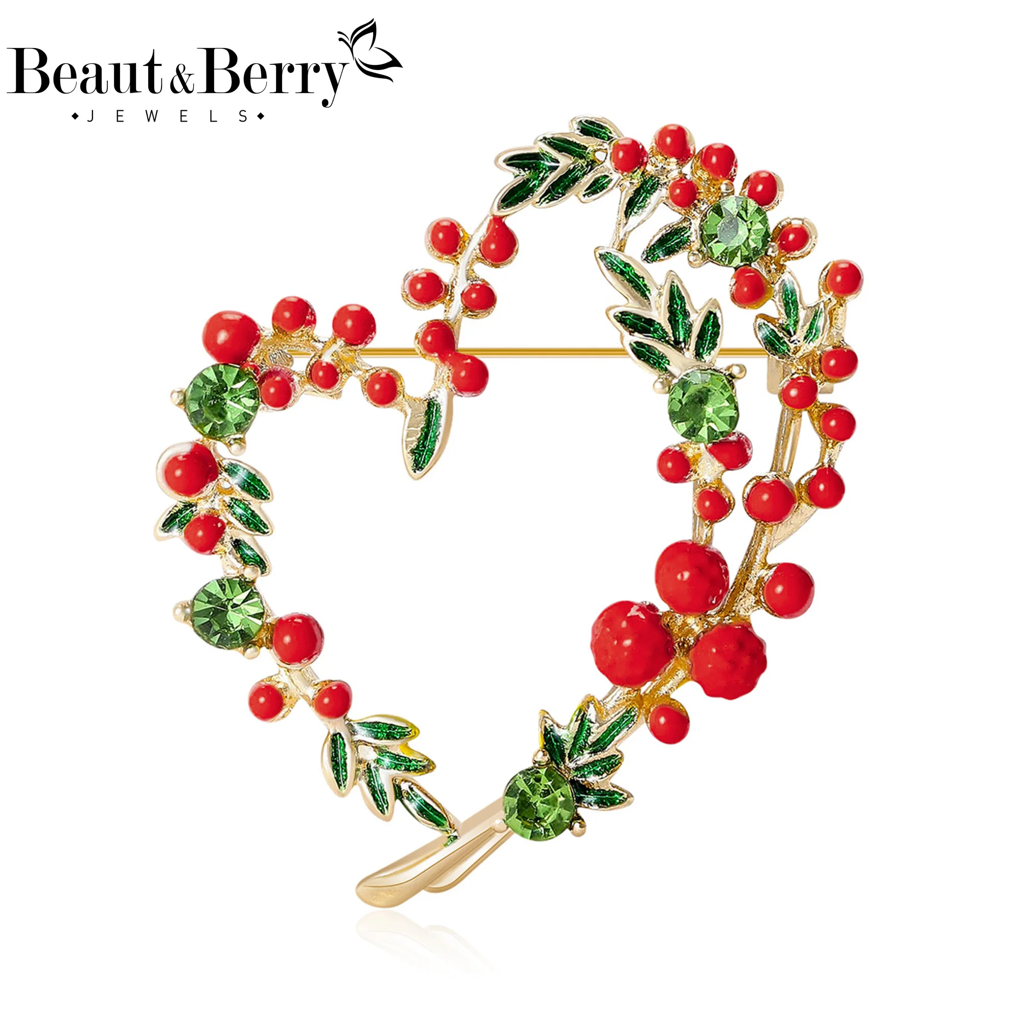 

Beaut&Berry Trendy Fruit Heart Brooches for Women Unisex Love Pins Casual Party Accessories Gifts Friends Decoration