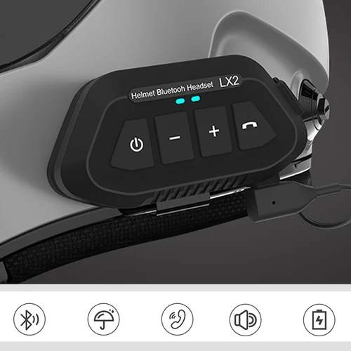 Auriculares Bluetooth para casco de motocicleta, cascos inalámbricos manos libres con asistente de voz resistente al agua, 1200mAh