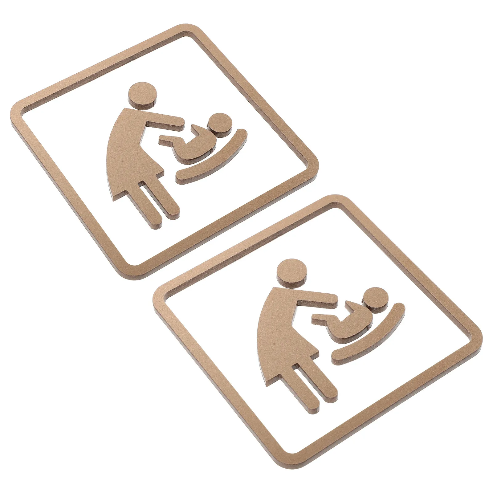 2Pcs Changing Station Sign Modern ABS Plaque Self-Adhesive Restroom Signage Public Mall Office Business Cafe 4x4 Inch