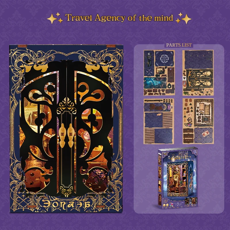 Architettura in legno Scena di strada Blocchi di costruzione Mente Agenzia di viaggio Modello desktop Creativo Stile MOC Regalo di festa per adulti Bambini