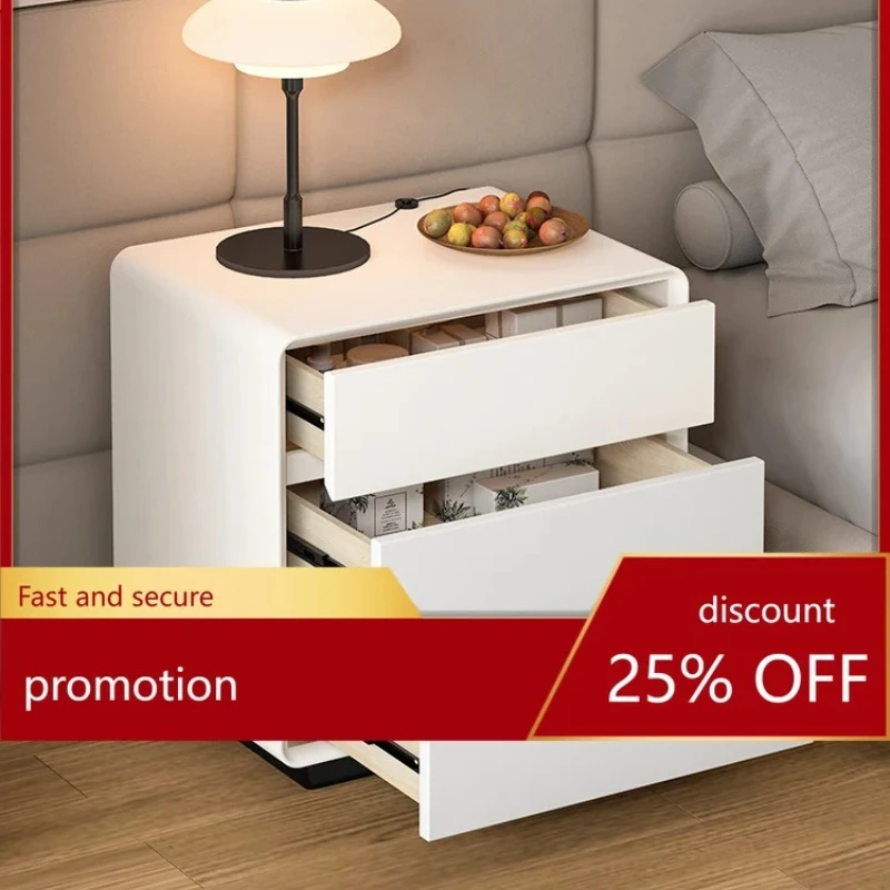 Light Luxury Solid Wood Bedside Cabinet Modern Minimalist Bedroom Small Bedside Cabinet Trending Creative Small Storage