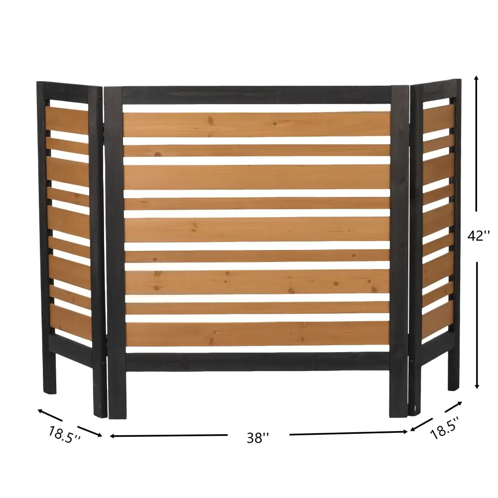 Natural Wood Outdoor AC Cover Fence Privacy Screen with Decorative Lattice Design 3 Sections Black Gold, Customized