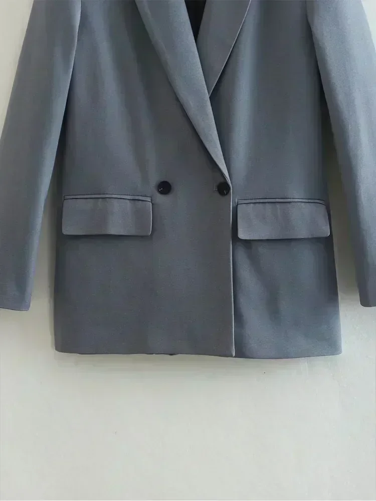 Blazer de cuatro colores con doble botón para mujer, abrigo Vintage de manga larga, prendas de vestir exteriores elegantes para mujer 2023