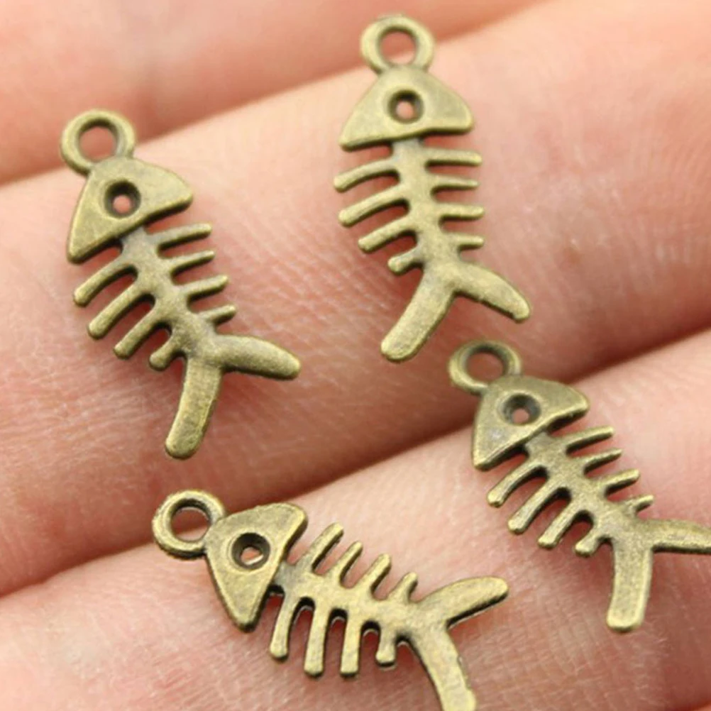 

100 Pcs Fish Charms Metal Diy Jewelry Accessories Bracelet Pendants Necklace Shaped Vintage Handicraft Supplies