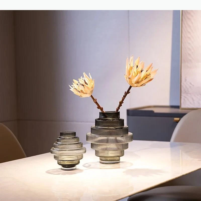 Glass Vase Tower Shaped Flower Arrangement Hydroponic Flower Pot Geometric Desktop Decorative Flower Ware