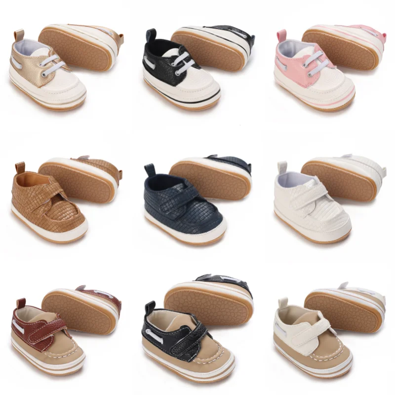 Newborn Gentleman Shoes Baby Boy Shoes Classic Leather Rubber Sole Anti-slip Toddler First Walkers Infant Girl Shoes Moccasins