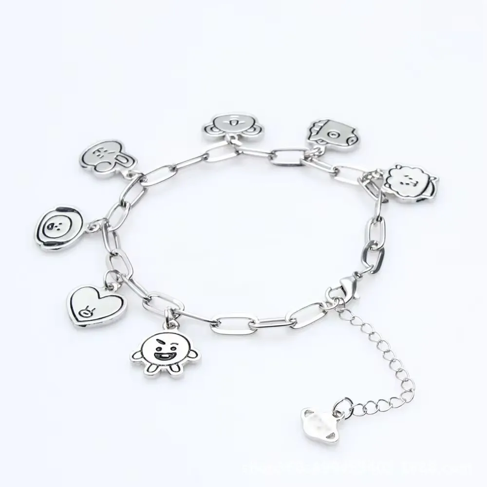 

Cute Anime Cartoon Bt21 Stainless Steel Bracelet Kawaii Couple Bracelet Daily Multi Functional Accessories Girl Birthday Gift