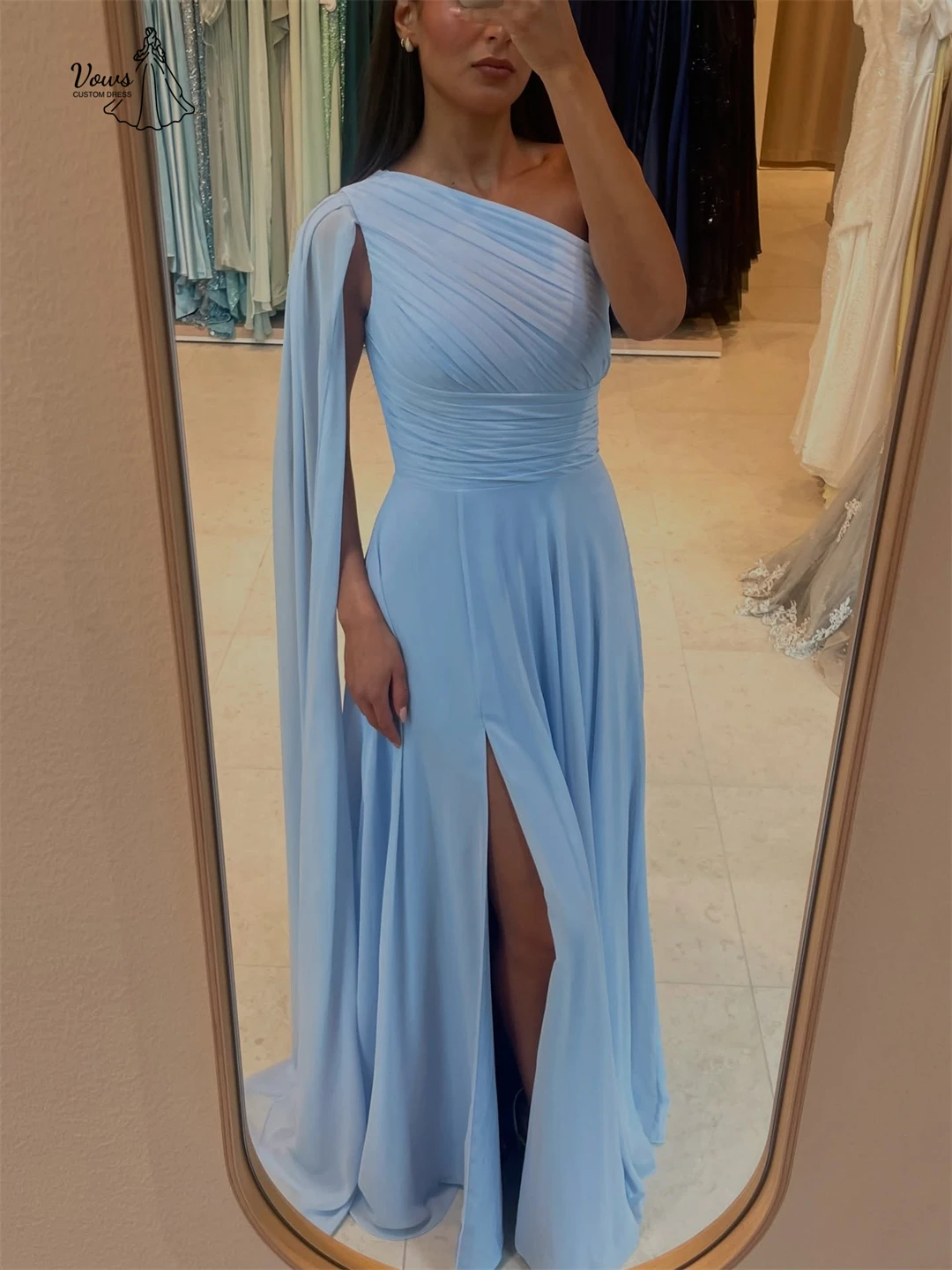 فساتين سهرة بأكمام واحدة وكتف واحد، فساتين أنيقة للنساء للمناسبات الخاصة، مصنوعة حسب الطلب، فستان حفلات الزفاف