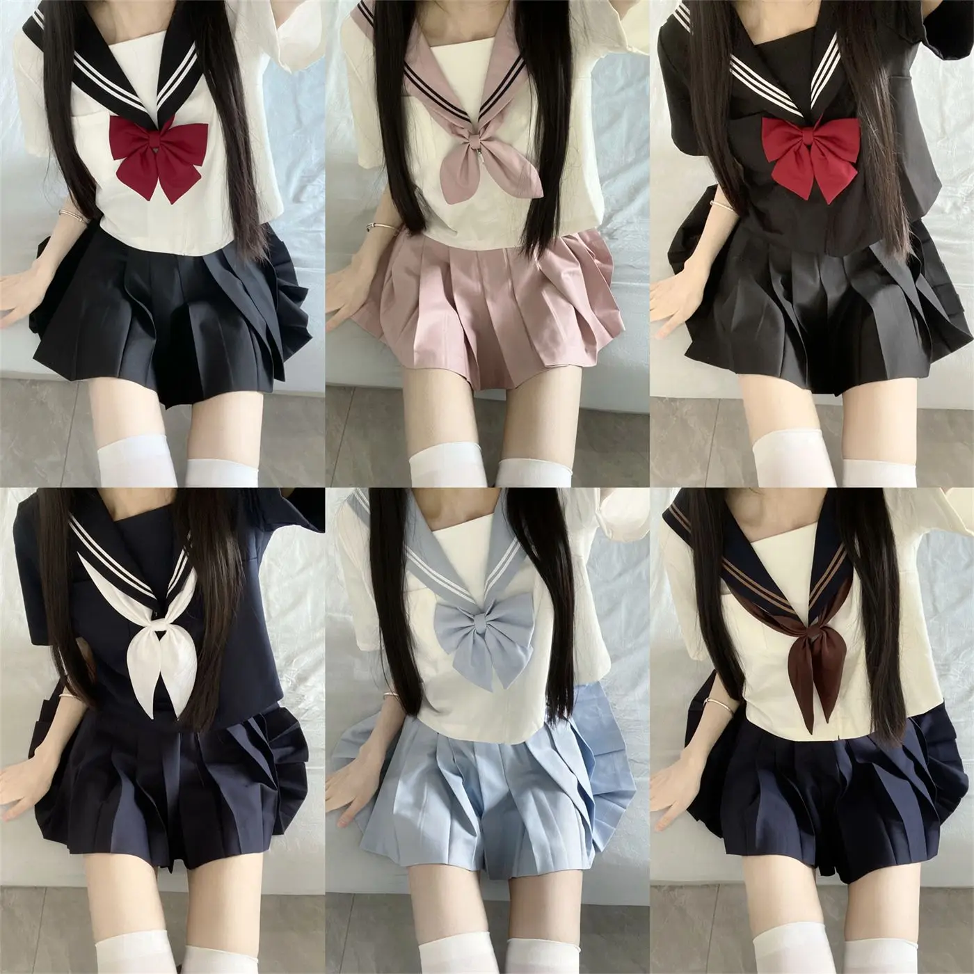 JK Basic Sailor Suit Set Authentic Japanese Style Uniform for Women Available in Multiple Colors Long-sleeved and Short-sleeved.