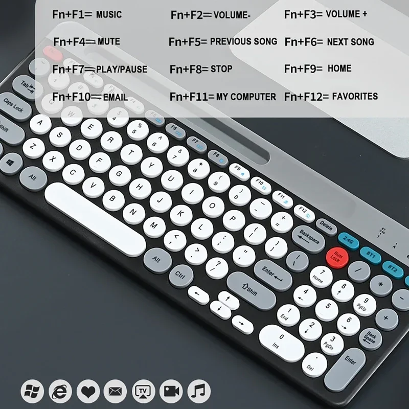 Imagem -03 - Combos de Teclado e Mouse sem Fio Bluetooth 2.4g 104 Teclas para Ios Windows Android Jogos para Laptop Slot para Suporte do Telefone