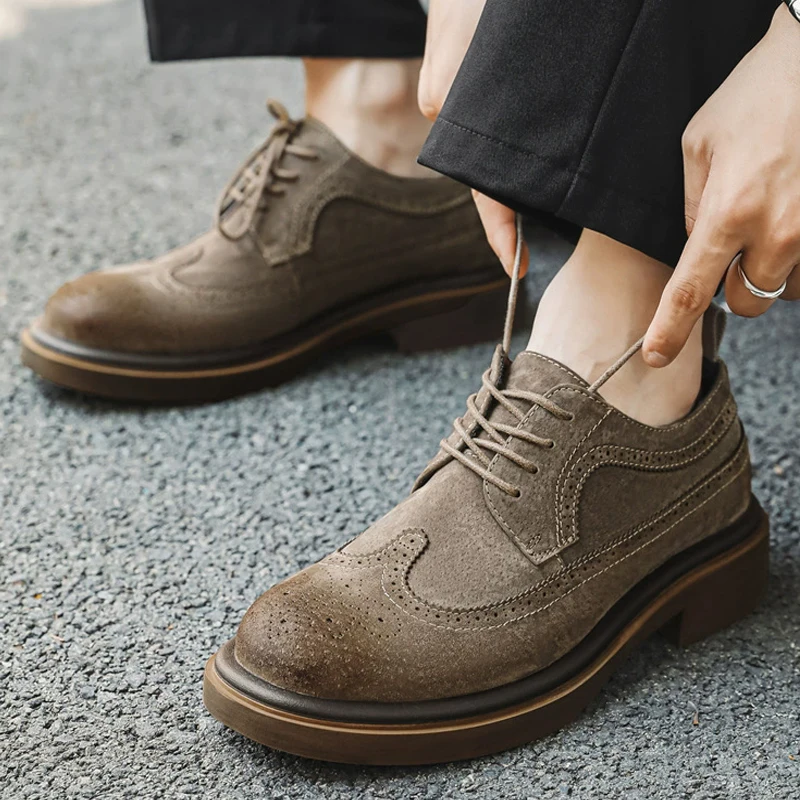 Men's Formal Shoes Luxury Handmade Leather Shoes Classic Carved Brogue Footwear Fashion Business Dress Shoes Zapatos De Hombre