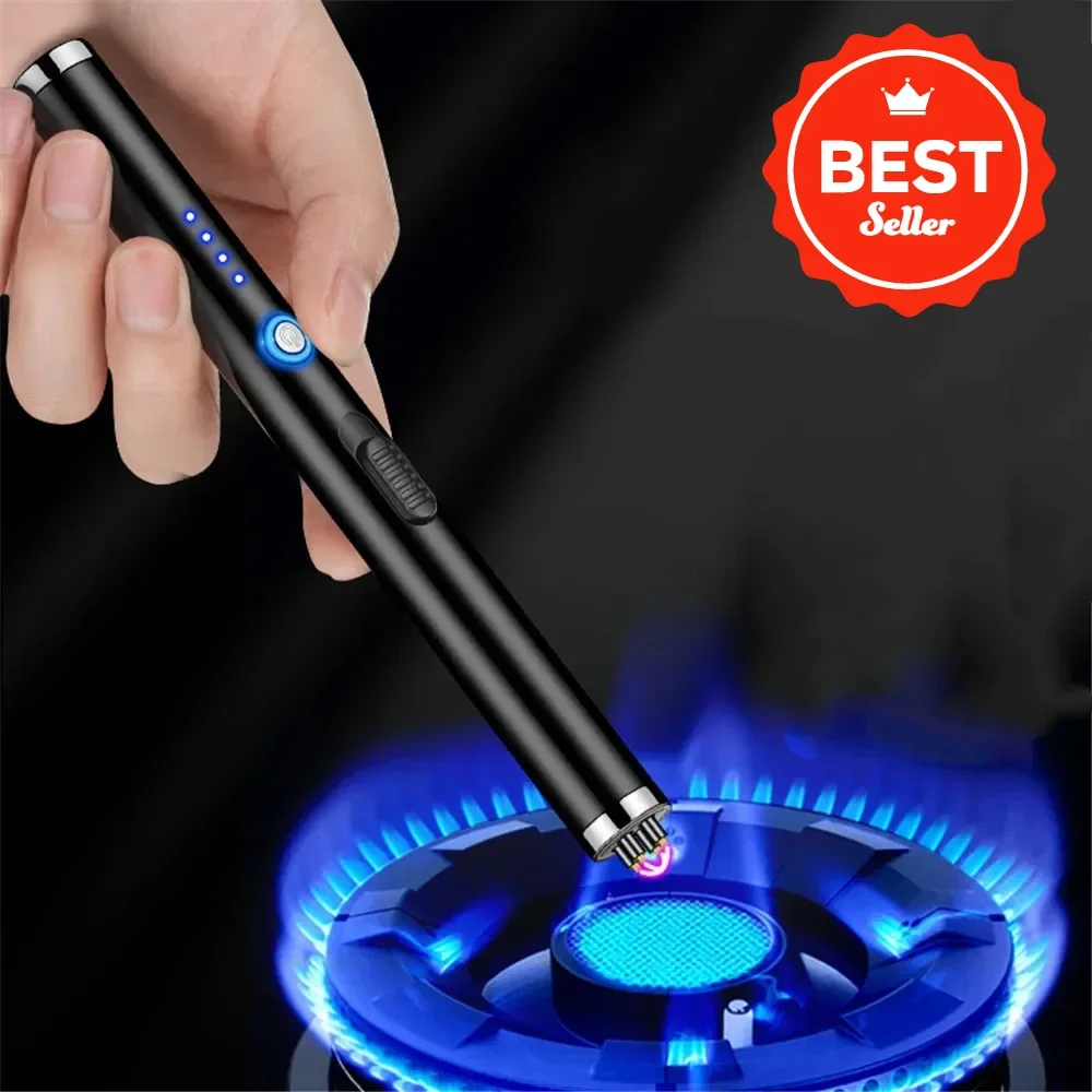 USB electronic lighter gas stove candle burning kitchen double arc lighter wind proof cooking outdoor portable pulse ignition