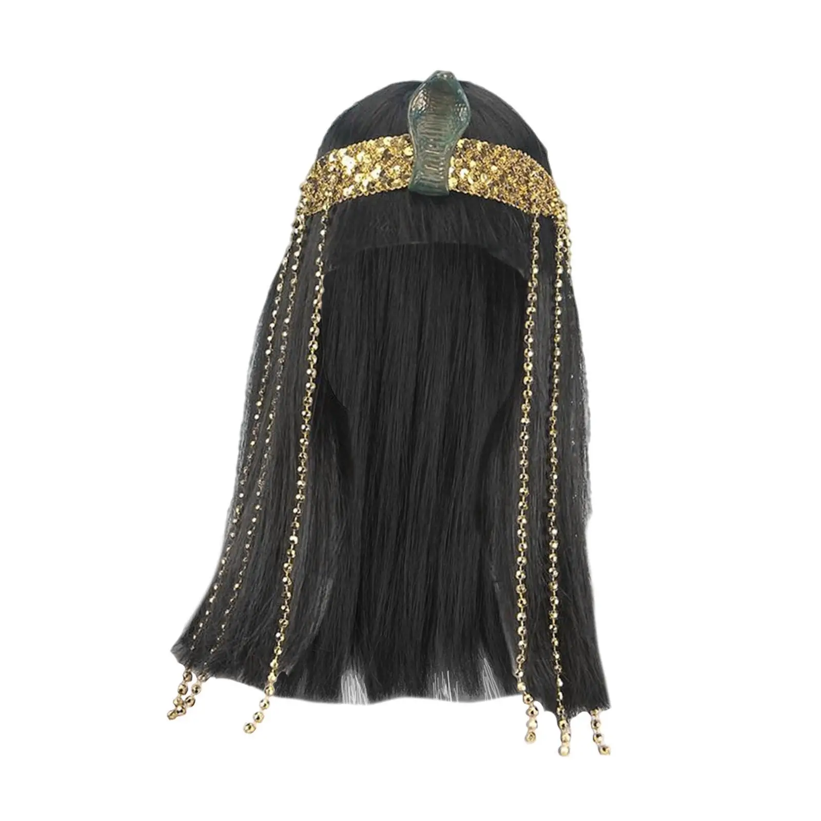 Egyptian Costume Wig with Bangs Bob Outfit Straight Hair for Carnival Halloween Christmas
