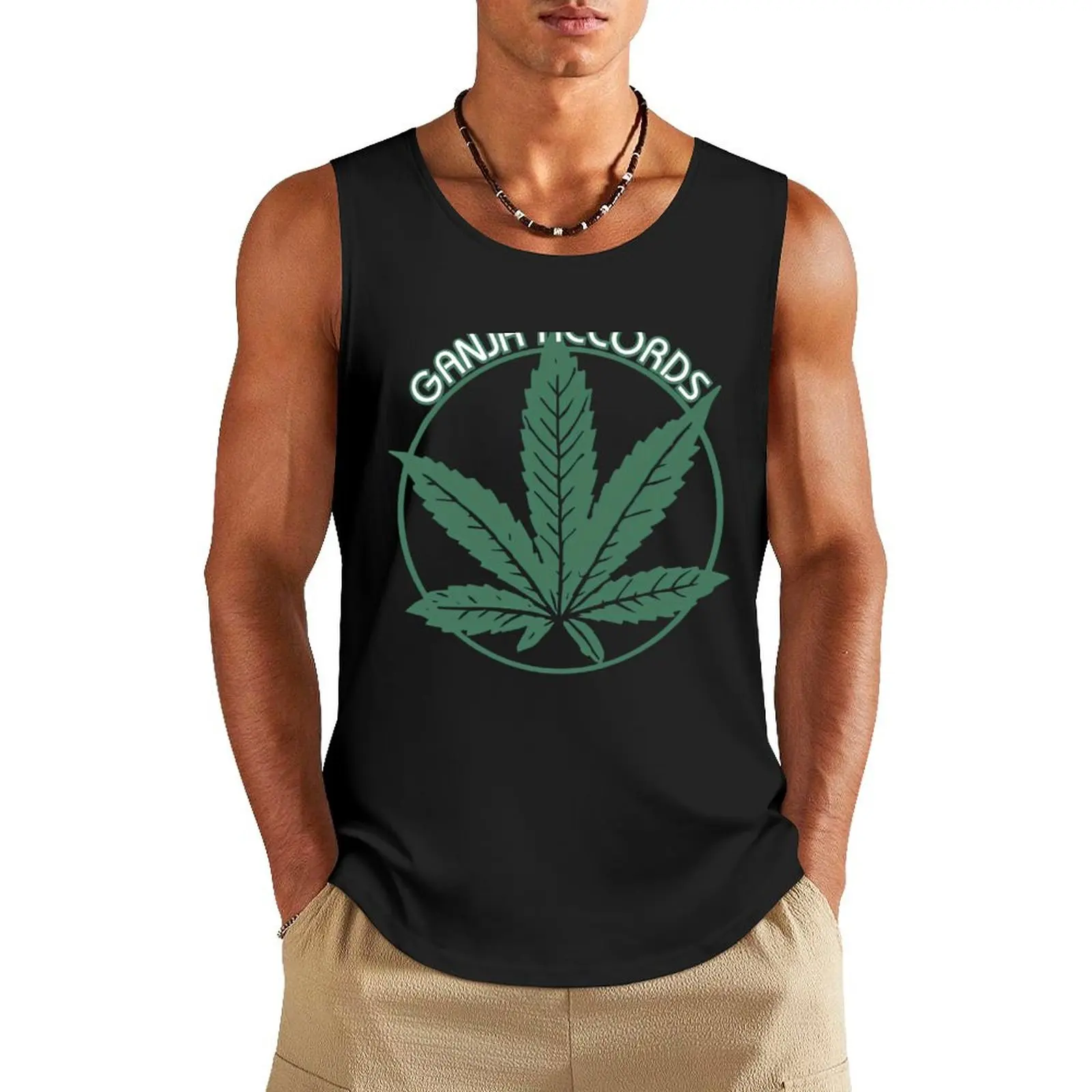 

Ganja Records Logo Tank Top Fitness men clothing t-shirts for men gym clothes for man