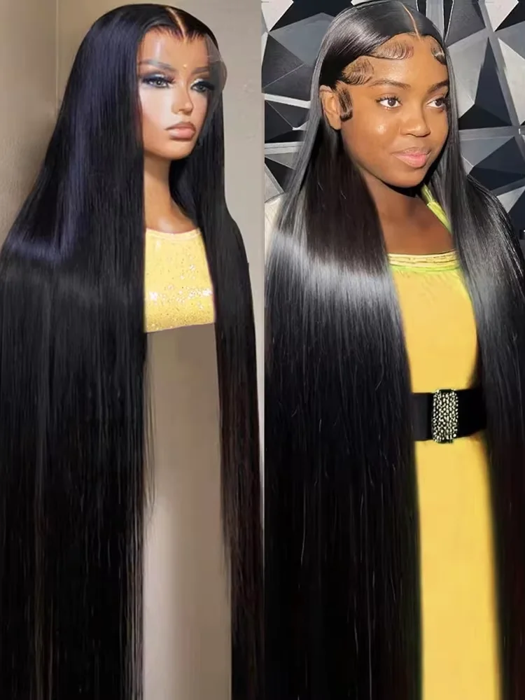 200 Density Frontal Wig For Black Women Brazilian Wigs Human Hair 5x5 Bone Straight HD Transparent Lace Front Wigs 40 46 Inch