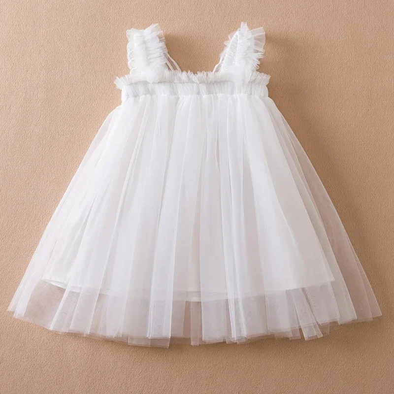 New Baby Girls Butterfly Wings Fairy Princess Dress Lovely Kids Summer Sleeveless Tulle Dress Child Birthday Party Gown Dress