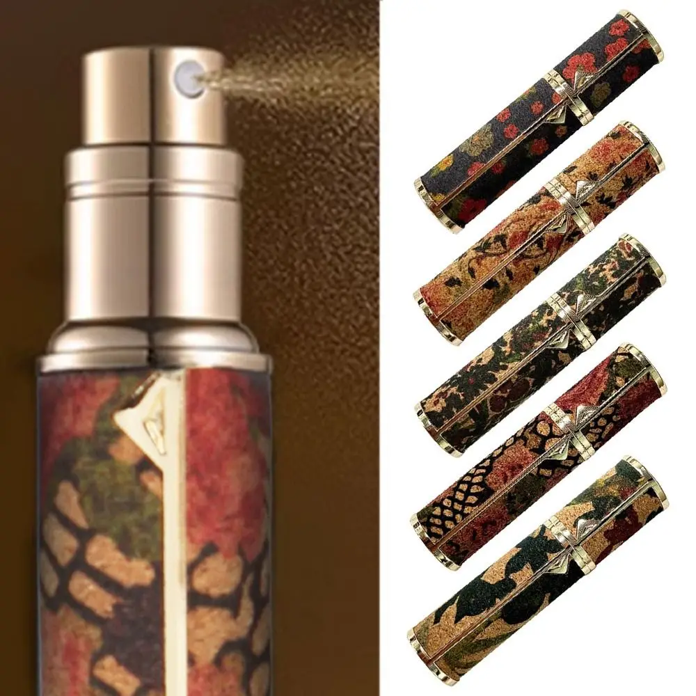 Fashion Leather Perfume Bottle 5ml Empty Spray Bottle Flower Pattern Refillable Ultra-fine Mist Fragrance Container Travel