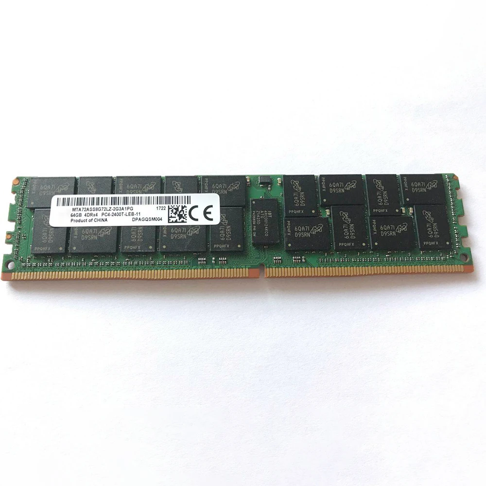 1 قطعة ل MT RAM 64GB 64G DDR4 2400 4DRX4 ECC REG LRDIMM MTA72ASS8G72LZ-2G3A الذاكرة عالية الجودة سريع السفينة