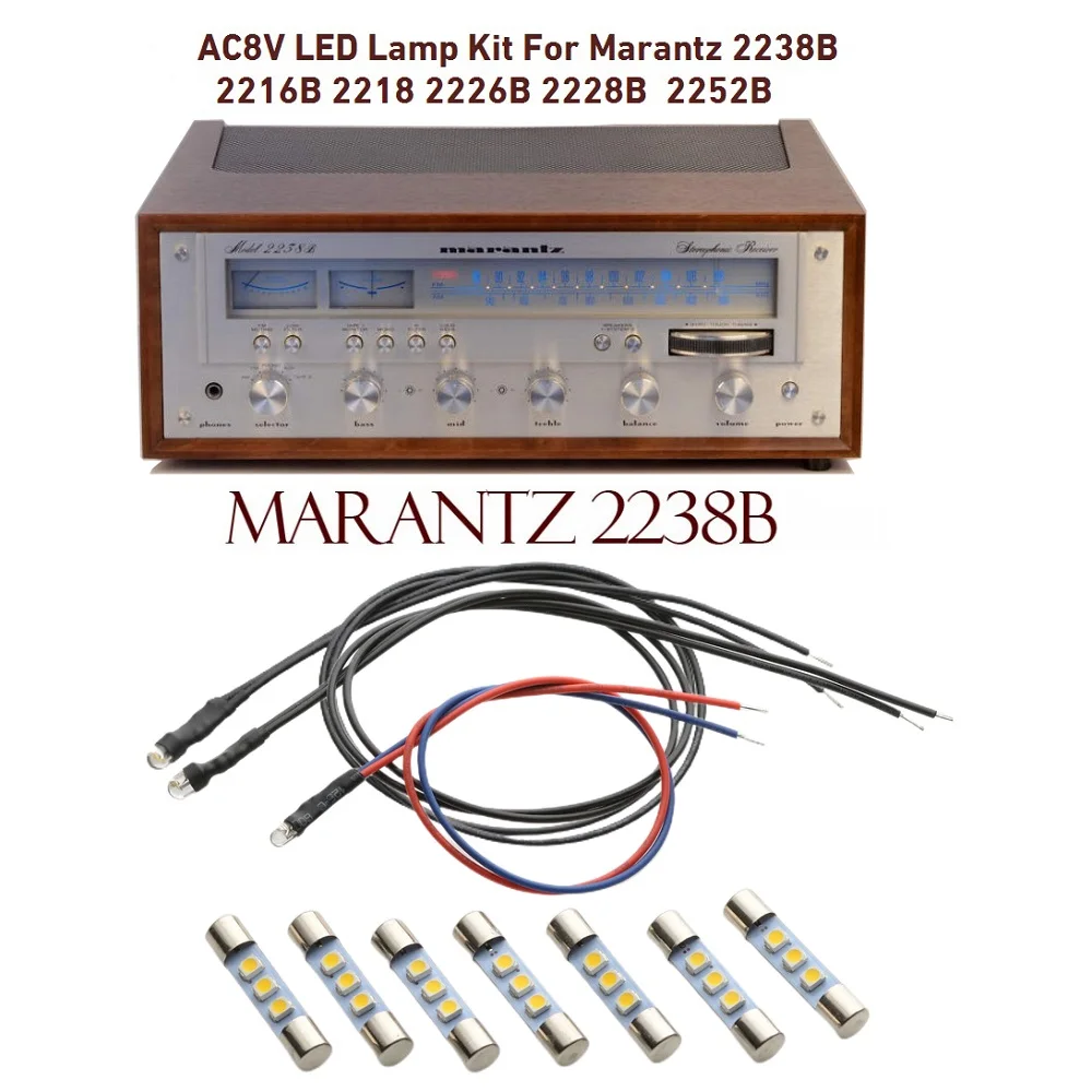 Tecolampe 1 New Set Of AC8V LED Lamp Kit for Marantz Model 2216B 2218 2226B 2228B 2238B 2252B and 2265B Other Vintage Receivers