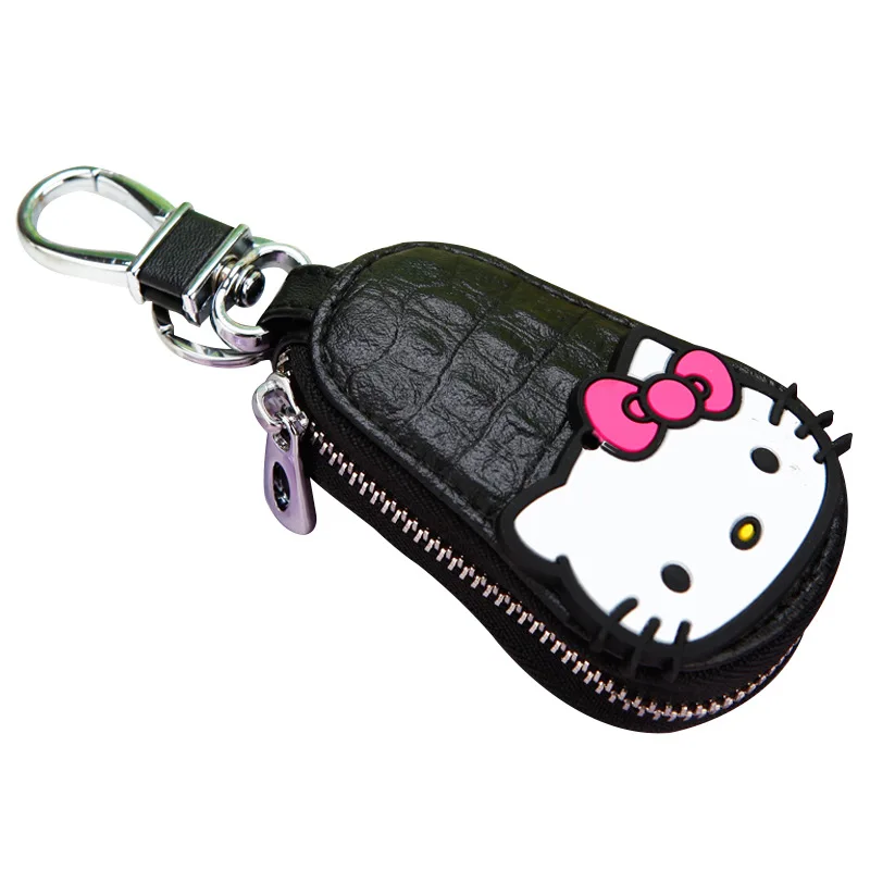 Lovely Sanrio Hello Kitty Keychain Car General Key Leather Case Keychain Protective Case Decorative Product Car Key Holder Purse