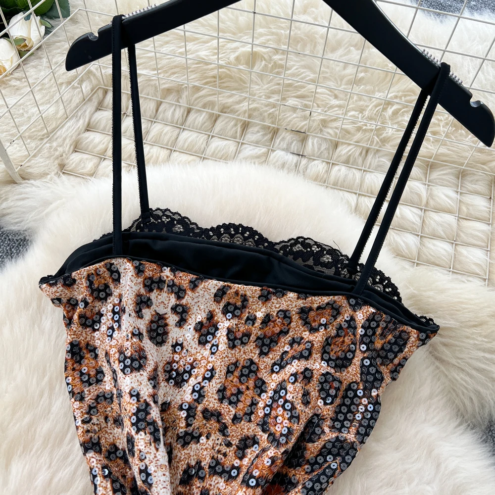 Seksowna, elegancka sukienka bez rękawów z cekinami, łączona, Vestidos, moda koreańska, fairycore, odzież damska w stylu vintage